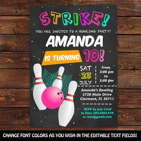 As low as $0. . Bowling invitations